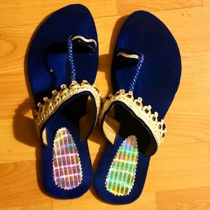 Royal Blue Women Designer Slippers Sandals